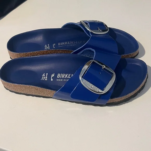 Birkenstock Madrid Royal Blue Slides Large Silver Buckle, EU 41 / 10.5-11, NWOB - Picture 10 of 10